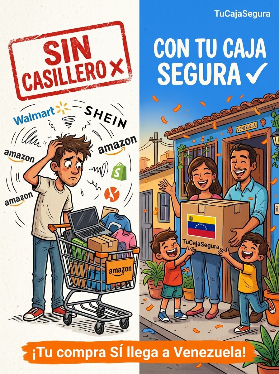 Familia venezolana recibiendo su paquete
